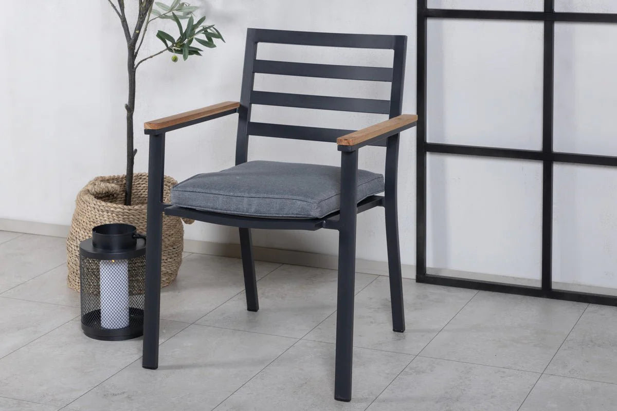 2er Set Gartenstuhl Tala - aus schwarzem Aluminiumgestell inklusive Kissen