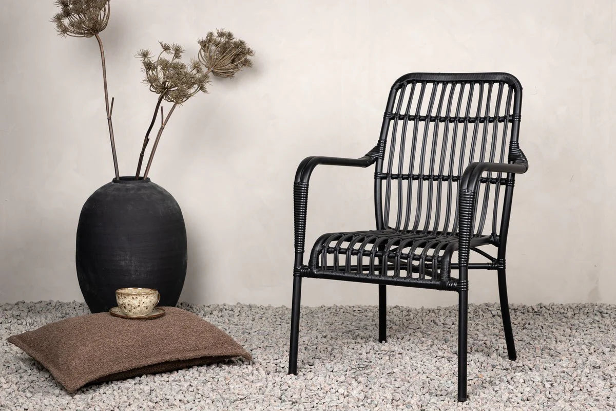 Gartenstuhl Tivaro - aus Rattan in Schwarz