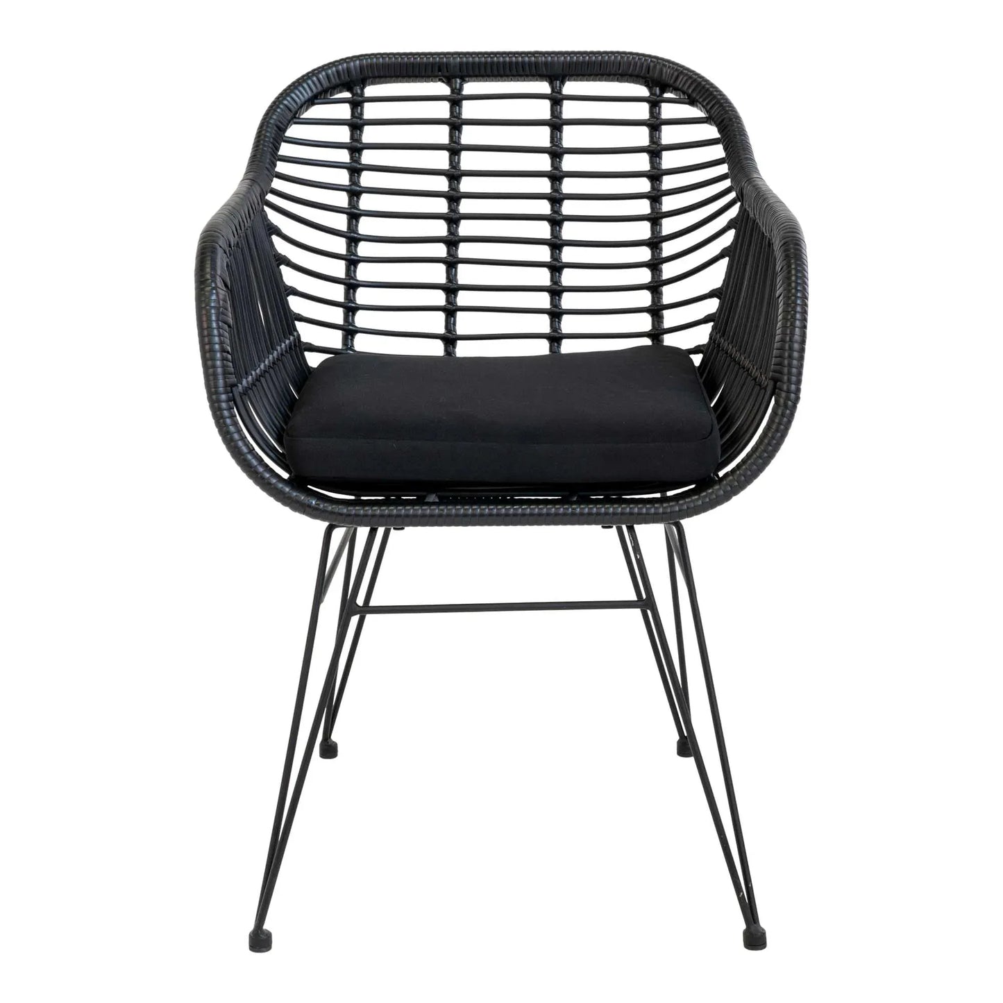 2er Set - Gartenstuhl Firenze Schwarz aus Stahl/Polyrattan