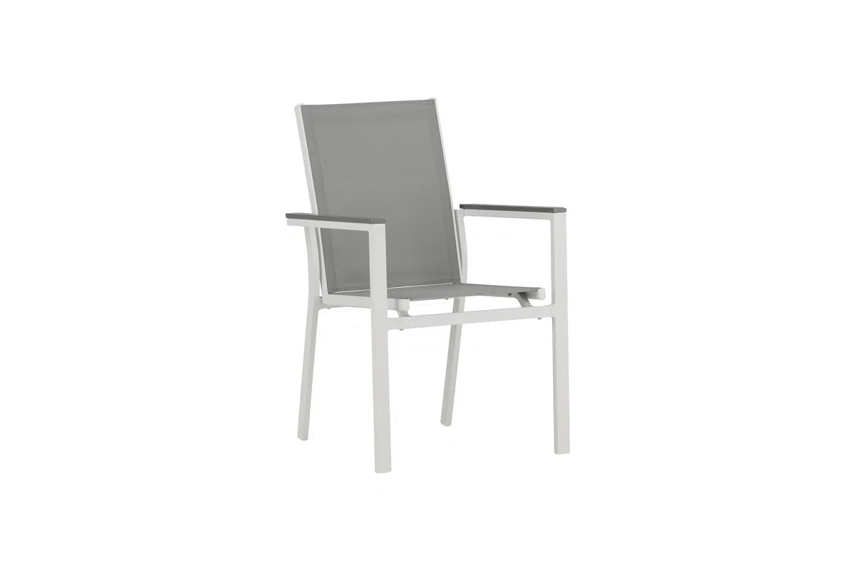 2er Set Gartenstuhl Ina - ein weiß-grauer Stuhl aus Aluminium und Textilene