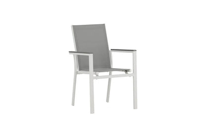 2er Set Gartenstuhl Ina - ein weiß-grauer Stuhl aus Aluminium und Textilene