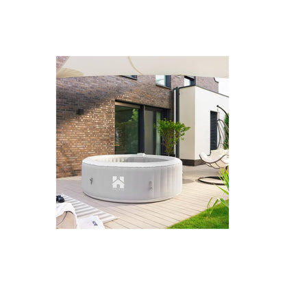 HOME DELUXE Outdoor Whirlpool aufblasbar SPLASH inkl. Abdeckung - Ø208 cm 6 Personen Uni Grau