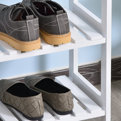 HOMCOM Holz Schuhregal 3-stufig für bis zu 9 Paar Schuhe im Eingangsbereich 70x26x57.5 cm Weiß