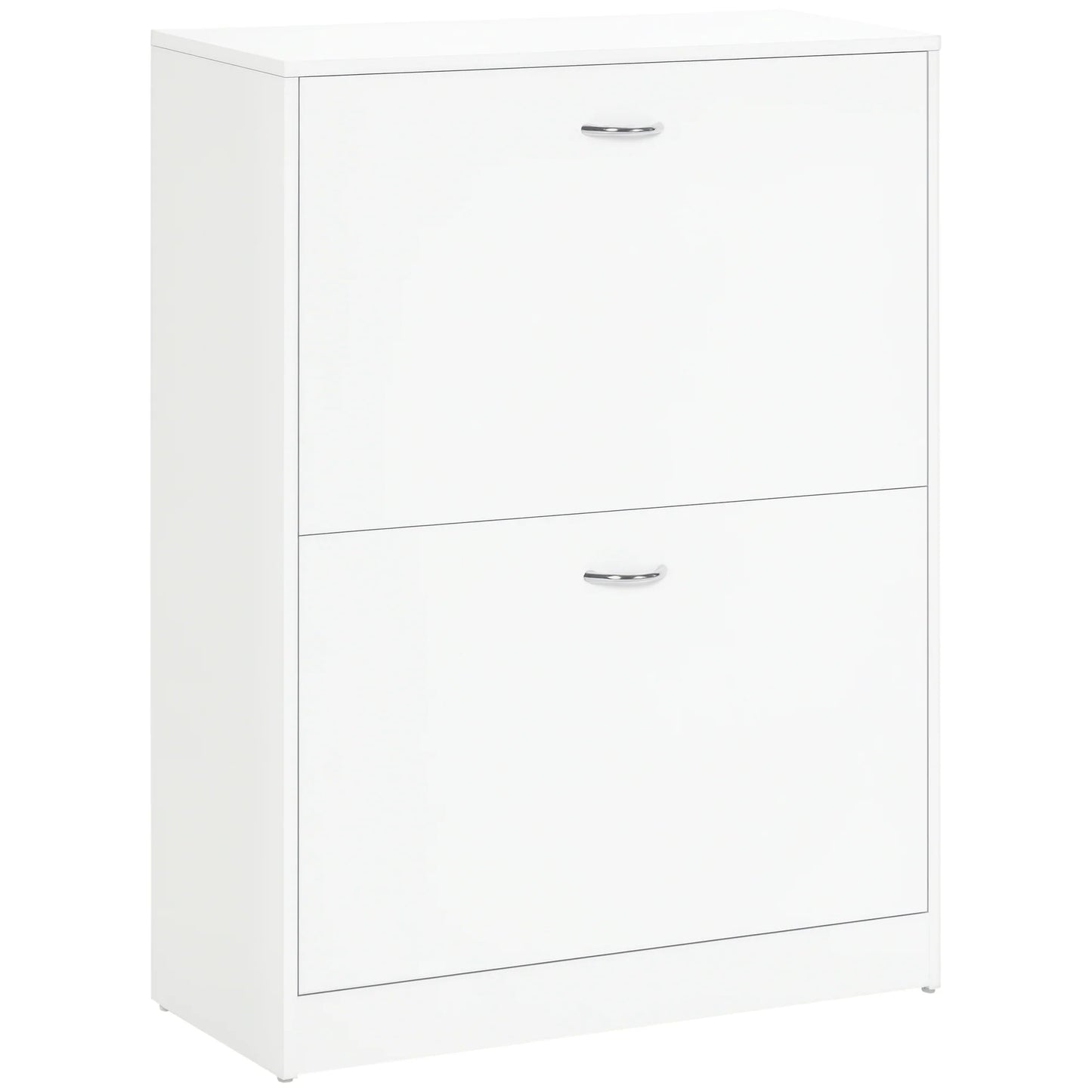 HOMCOM Moderner Schuhschrank für den Eingangsbereich - Schuhregal schmal mit 2 Schubladen und verstellbaren Regalen für Flur 60x24x80 cm Weiß