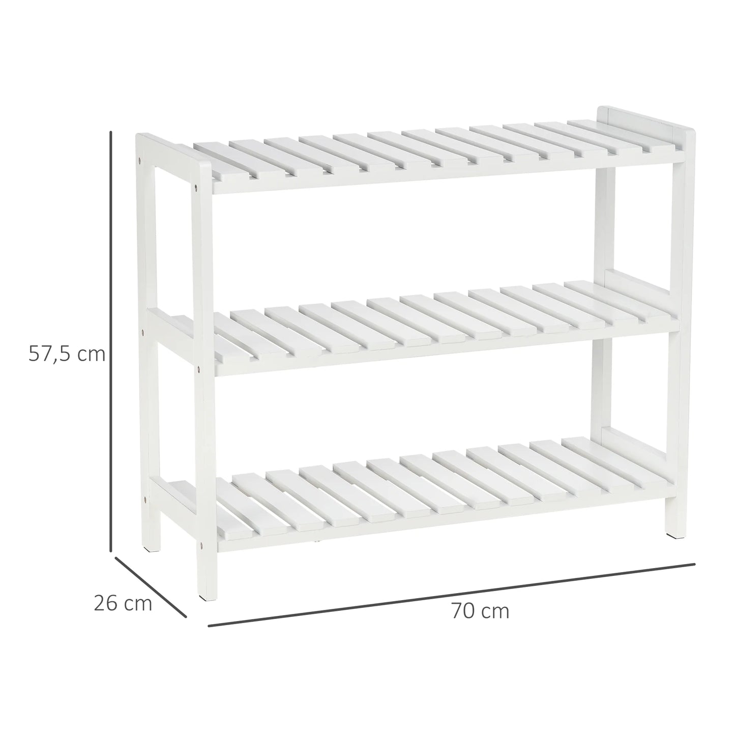 HOMCOM Holz Schuhregal 3-stufig für bis zu 9 Paar Schuhe im Eingangsbereich 70x26x57.5 cm Weiß