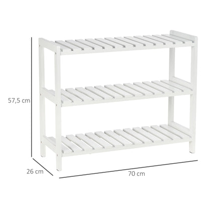 HOMCOM Holz Schuhregal 3-stufig für bis zu 9 Paar Schuhe im Eingangsbereich 70x26x57.5 cm Weiß