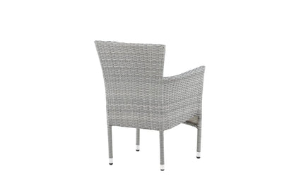 2er Set Gartenstuhl Isla - grauer Stuhl aus Aluminium und Rattan inklusive Sitzkissen