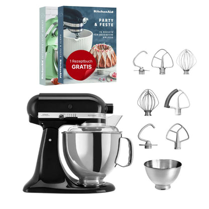 KitchenAid 4,8 L 5KSM175 Artisan Küchenmaschine Steellover mit Edelstahl-Werkzeugen