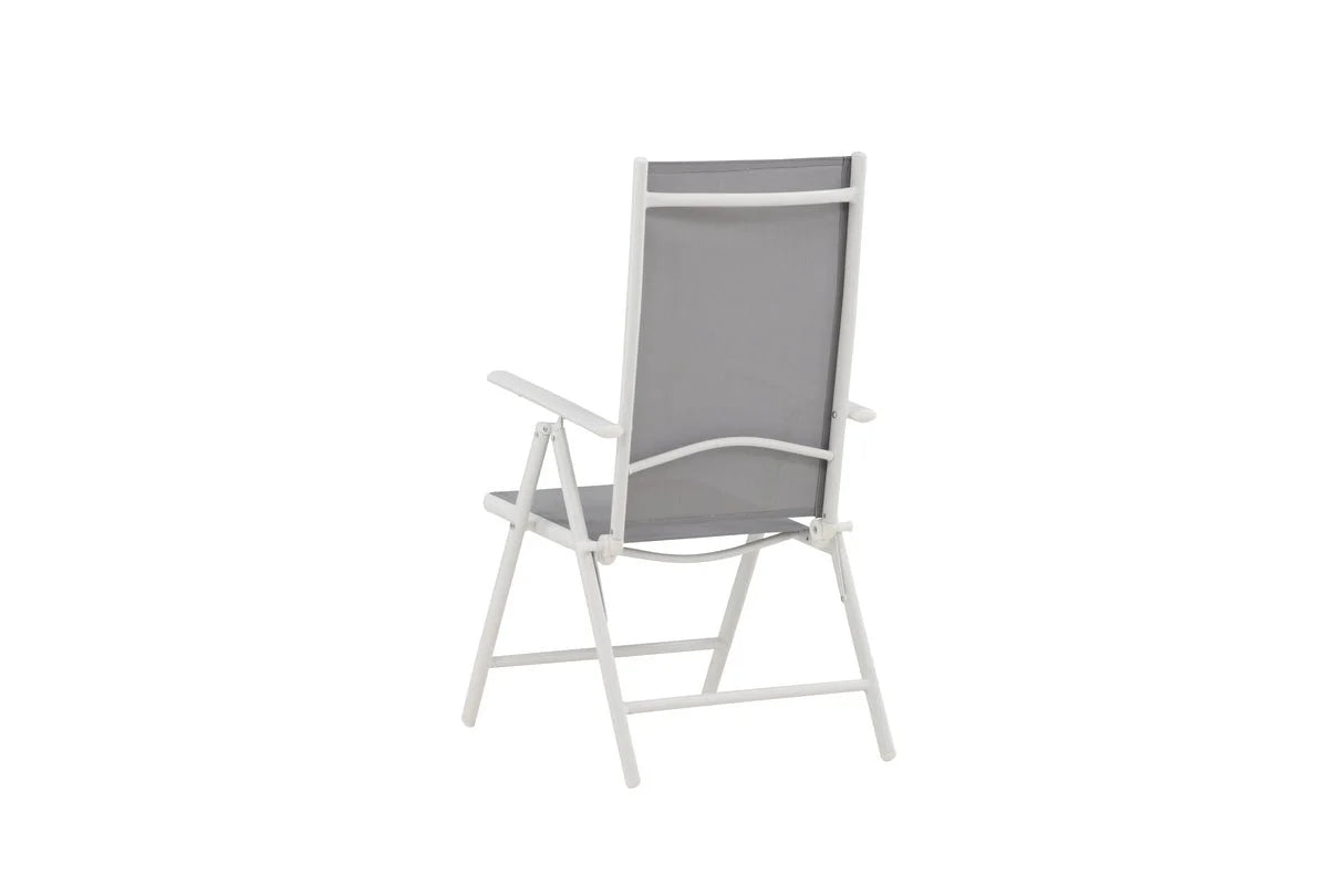 2er Set Gartenstuhl Awa - weißes Gestell aus Aluminium, Sitzfläche aus Textilene, verstellbare Rückenlehne