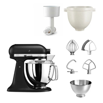 KitchenAid 4,8 L 5KSM175 Artisan Küchenmaschine Breadlover mit Messerschmidt Getreidemühlenvorsatz + Brotbackschüssel