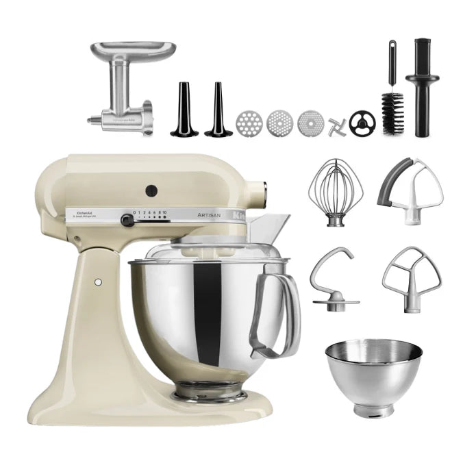 KitchenAid 4,8 L 5KSM175 Artisan Küchenmaschine Meatlover mit Ganzmetall- Fleischwolf und Spritzgebäckvorsatz