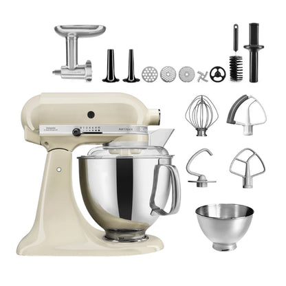 KitchenAid 4,8 L 5KSM175 Artisan Küchenmaschine Meatlover mit Ganzmetall- Fleischwolf und Spritzgebäckvorsatz