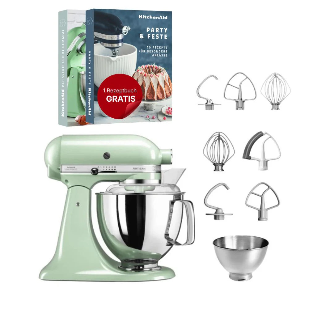 KitchenAid 4,8 L 5KSM175 Artisan Küchenmaschine Steellover mit Edelstahl-Werkzeugen