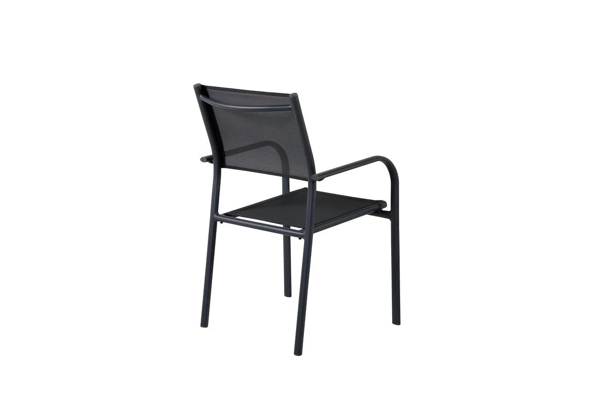 2er Set - Gartenstuhl Ronda aus Textilene und Aluminiumgestell in Schwarz