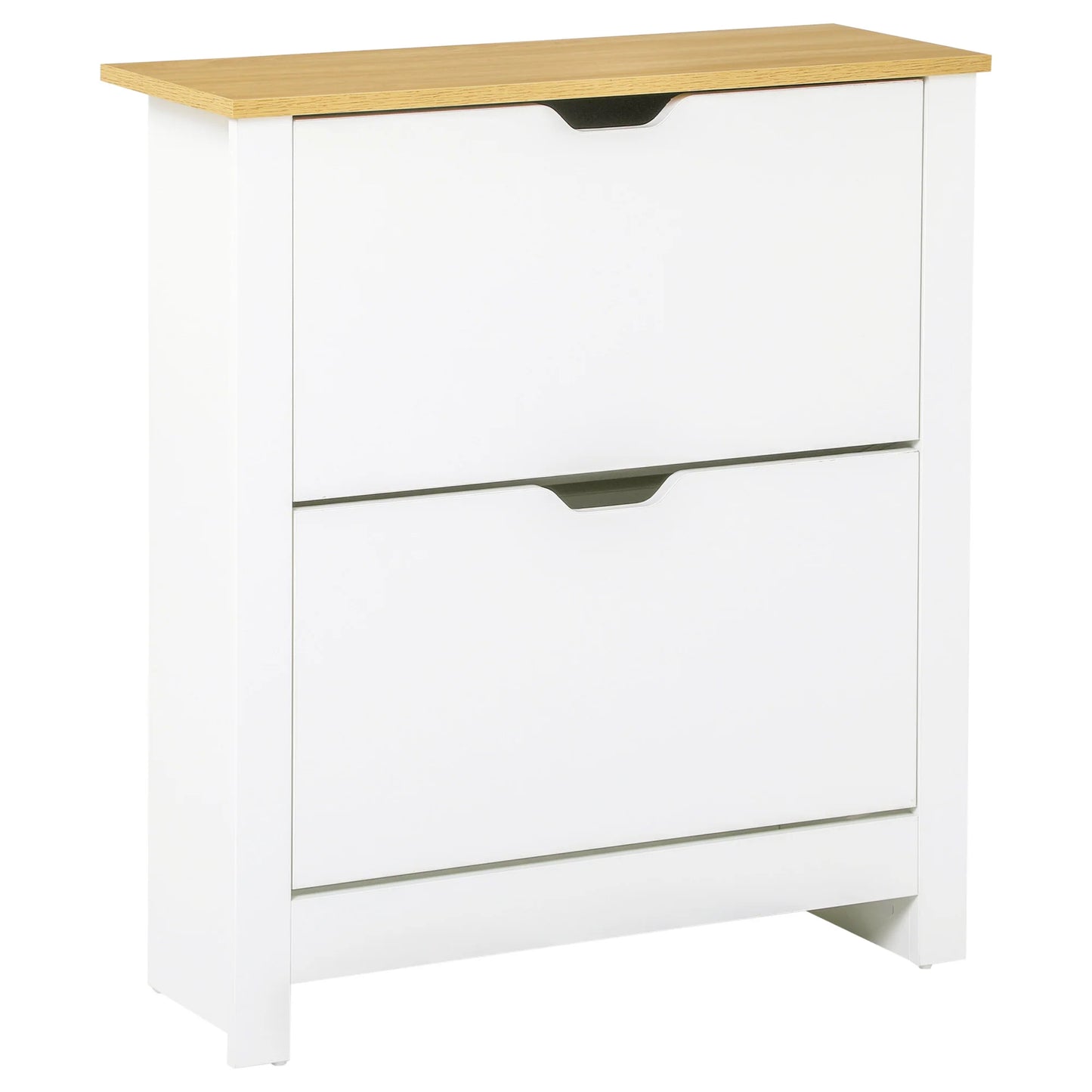 HOMCOM Moderner Schuhschrank Eingangsbereich Schuhregal für 12 Paare Schuhe mit Klappschubladen und verstellbaren Regalen Schmale Schuhablage für Flur 72x26x80 cm Weiß