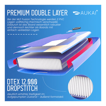 Stand Up Paddle Board "AUKAI Pro" mit Kajak-Sitz grau