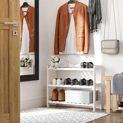 HOMCOM Holz Schuhregal 3-stufig für bis zu 9 Paar Schuhe im Eingangsbereich 70x26x57.5 cm Weiß