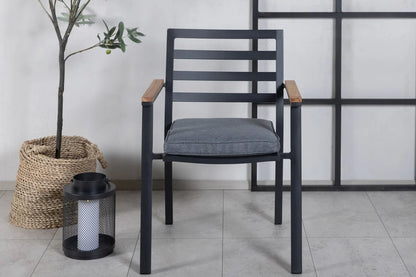 2er Set Gartenstuhl Tala - aus schwarzem Aluminiumgestell inklusive Kissen