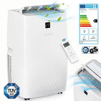 Klimaanlage Mobil 12000 BTU/h (3.500 Watt) - Mobiles Klimagerät 4in1 mit WiFi/App Monoblock Kältemittel - Fernbedienung, 24h-Timer, Luftentfeuchter, Nachtmodus