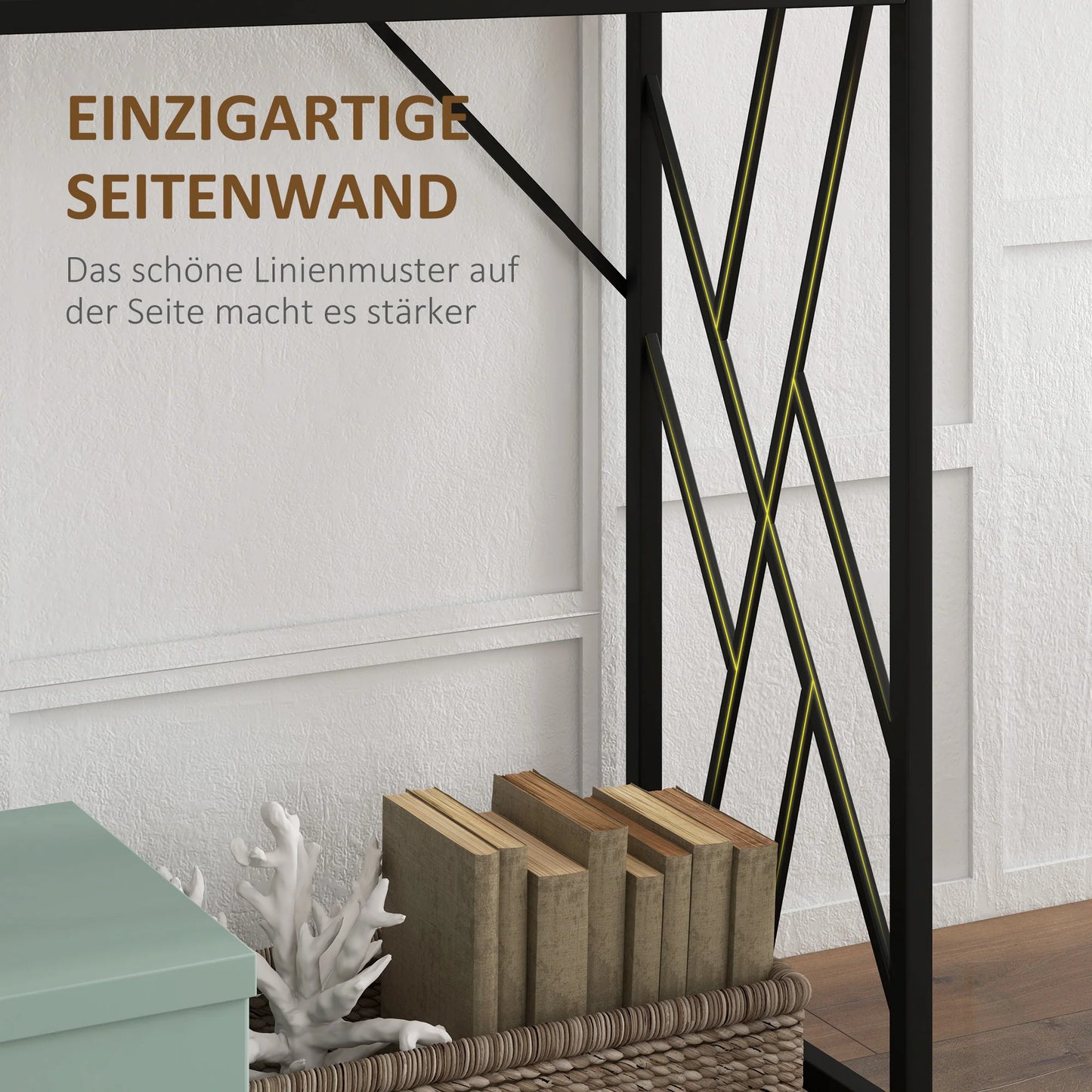 HOMCOM Konsolentisch, Seitentisch mit Stahlbeinen, 120 x 35 x 75 cm, Industriedesign Flurtisch, Beistelltisch für kleine Räume, Eingangsbereich, Flur, Wohnzimmer, Schlafzimmer, Braun