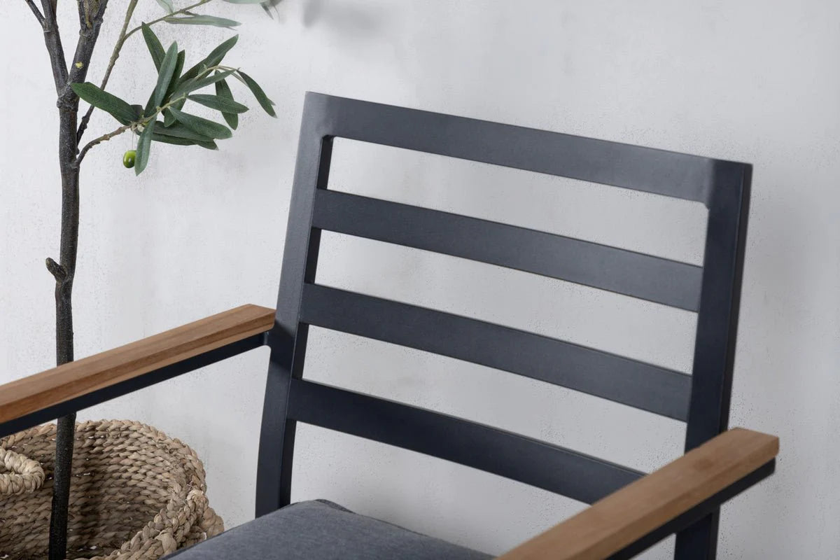 2er Set Gartenstuhl Tala - aus schwarzem Aluminiumgestell inklusive Kissen