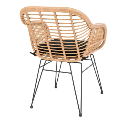 2er Set - Gartenstuhl Firenze Natur aus Stahl/Polyrattan