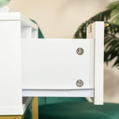 HOMCOM Flur Konsole Tisch Moderner Stil mit Schublade und Offenem Regal 80x30x80 cm Weiß und Gold