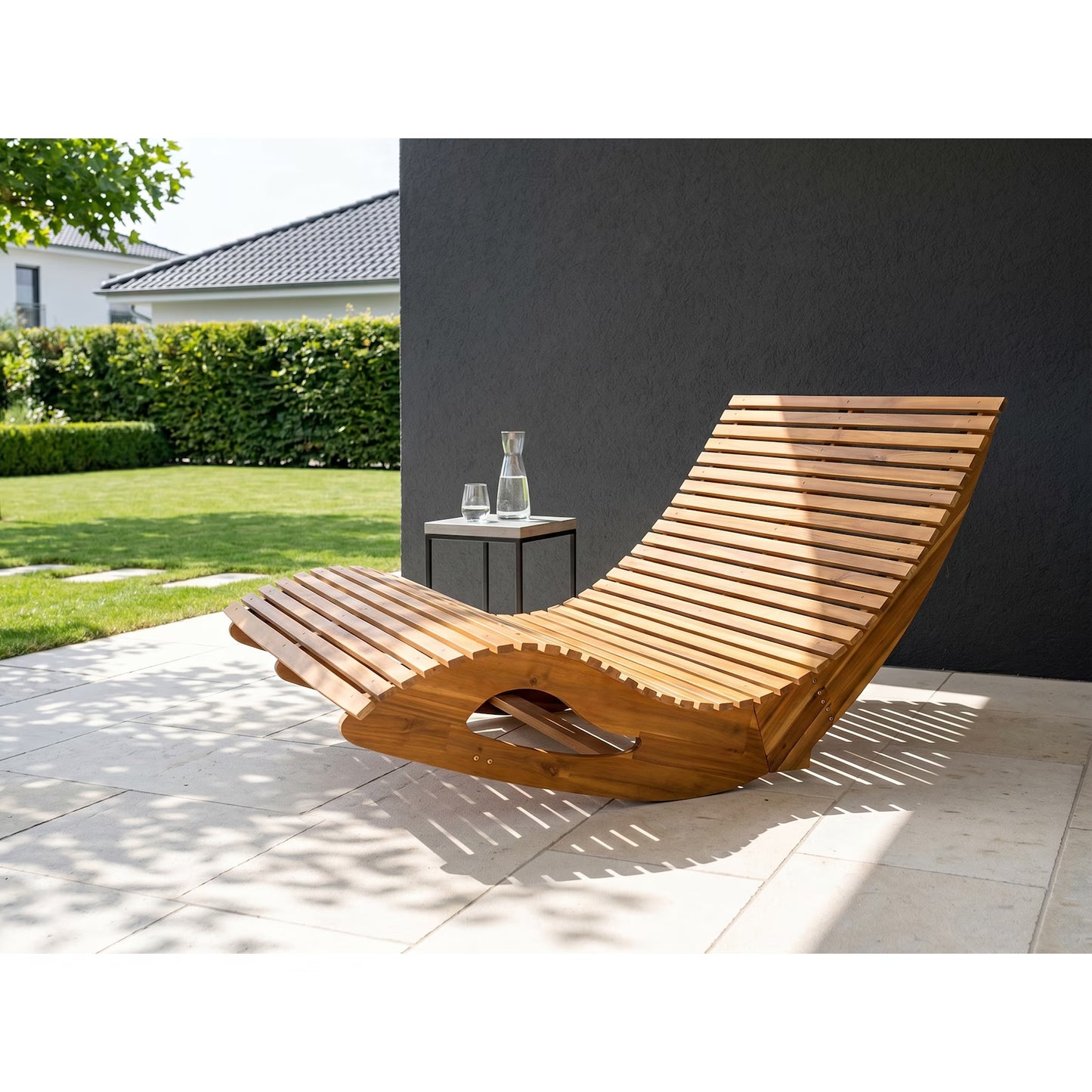 Ergonomische Doppelschwungliege aus Akazienholz - FSC® zertifiziert