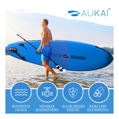 Stand Up Paddle Board "AUKAI Pro" mit Kajak-Sitz grau