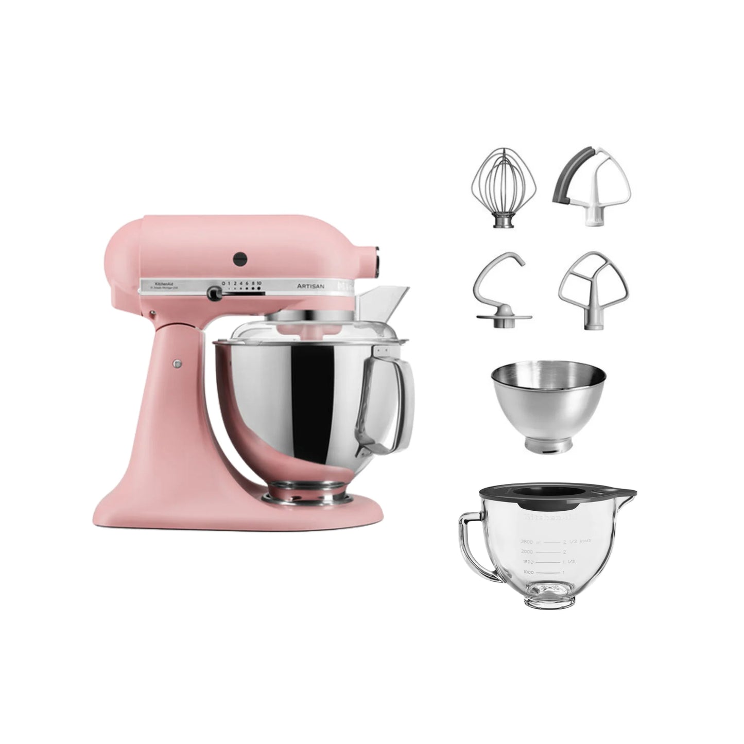 KitchenAid 4,8 L 5KSM175 Artisan Küchenmaschine Glasset mit Glasschüssel
