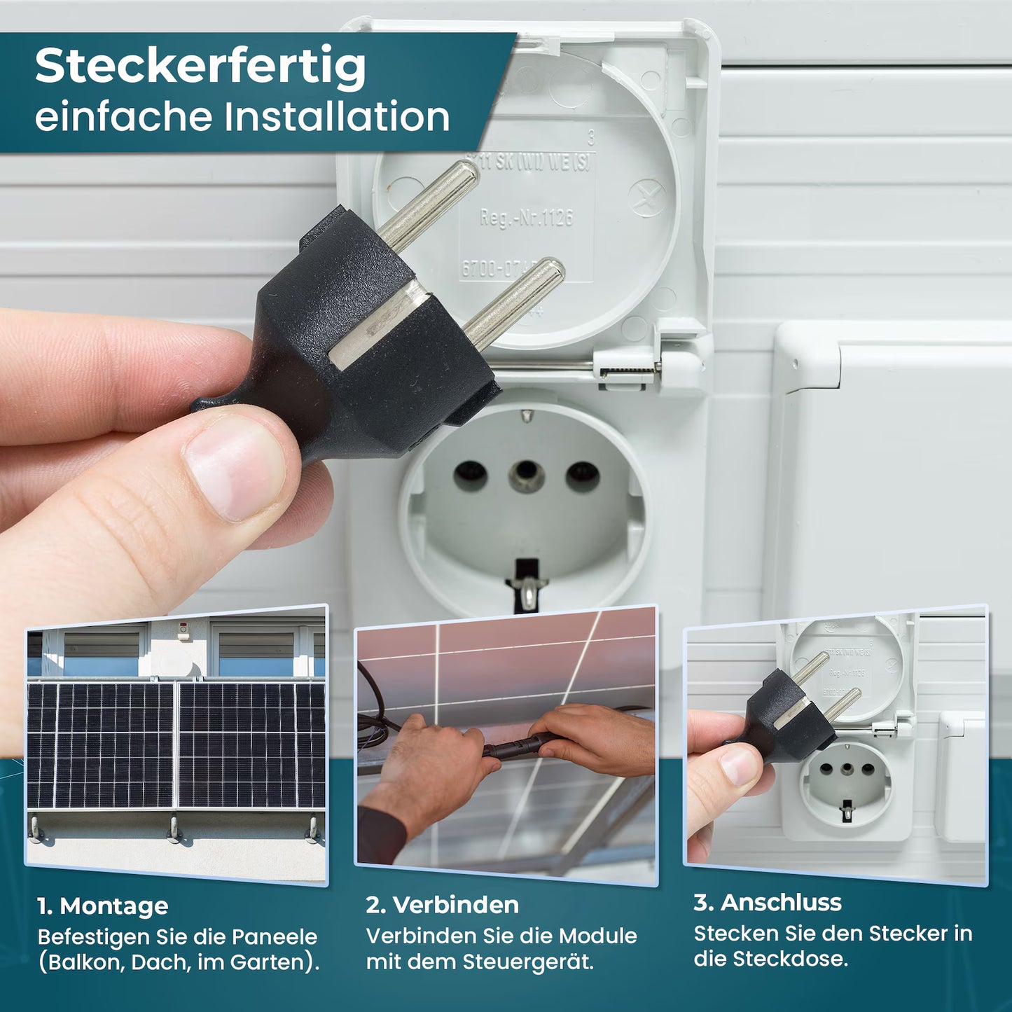 Balkonkraftwerk 1000/800W Bifazial Photovoltaik Solaranlage WIFI Smarte Mini-PV Anlage
