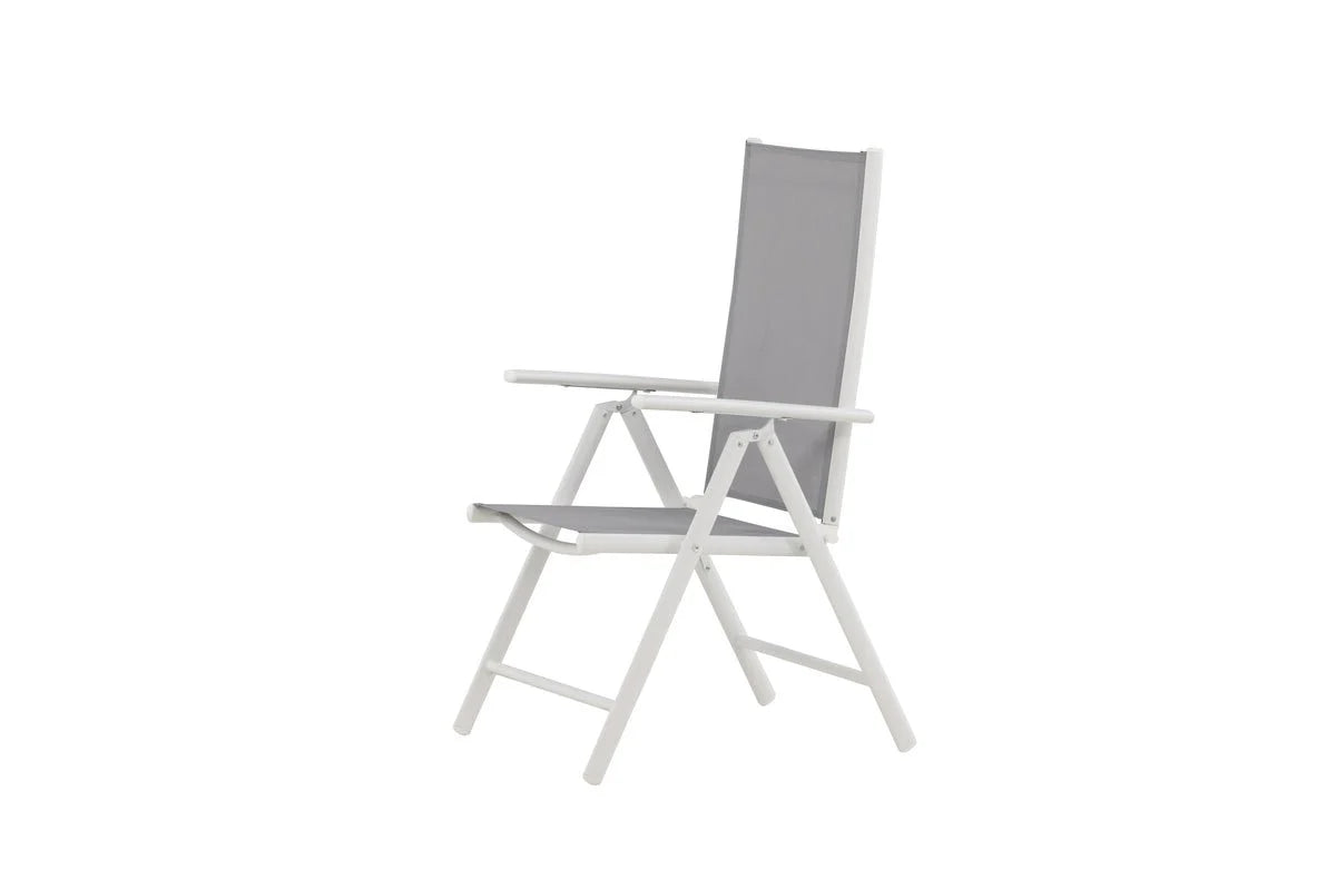 2er Set Gartenstuhl Awa - weißes Gestell aus Aluminium, Sitzfläche aus Textilene, verstellbare Rückenlehne