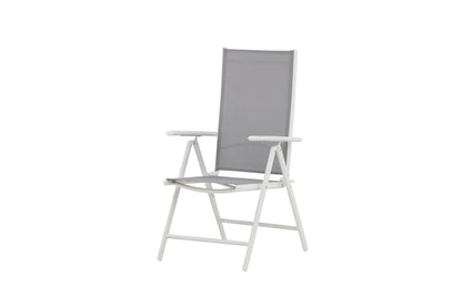 2er Set Gartenstuhl Awa - weißes Gestell aus Aluminium, Sitzfläche aus Textilene, verstellbare Rückenlehne