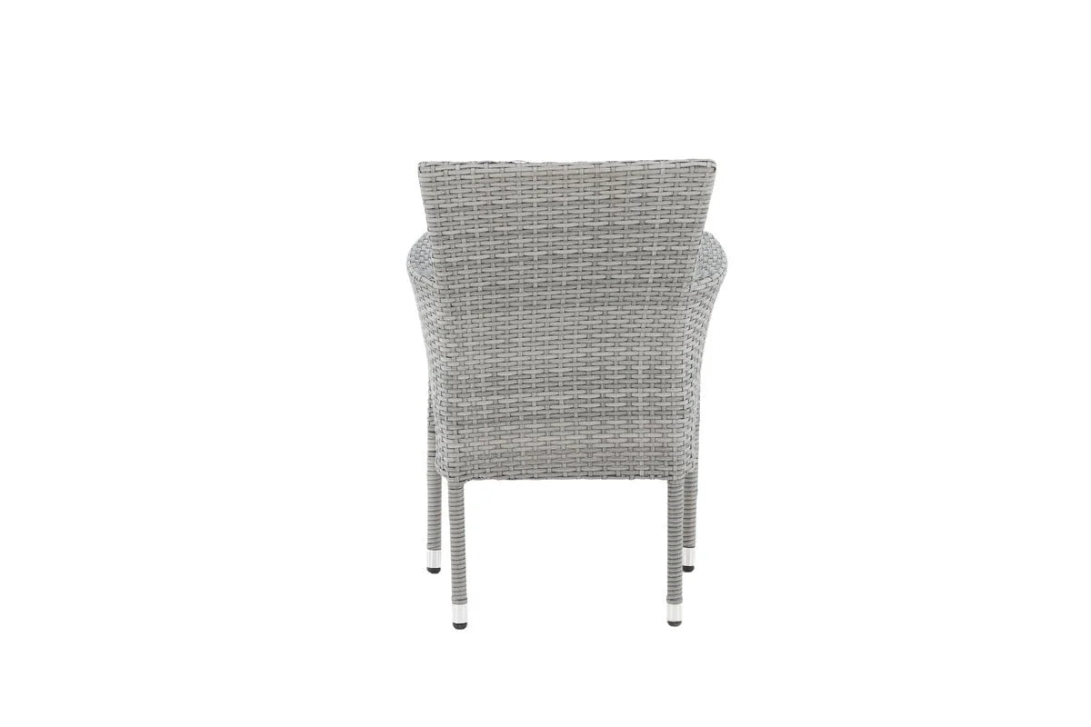2er Set Gartenstuhl Isla - grauer Stuhl aus Aluminium und Rattan inklusive Sitzkissen