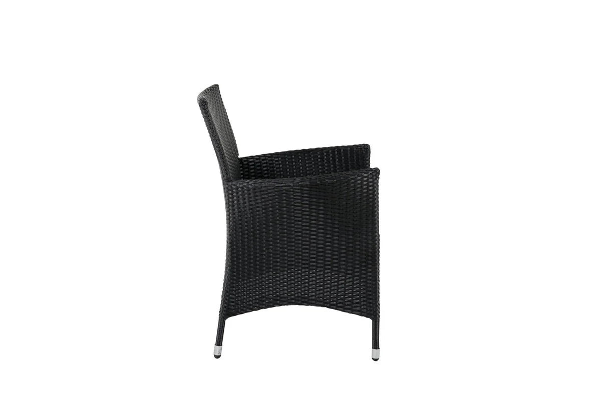 2er Set - Gartenstuhl Caro aus Rattan in Schwarz