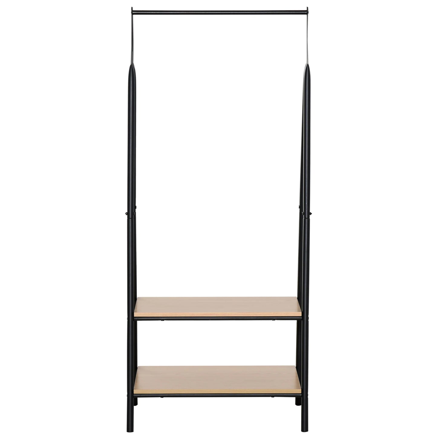 HOMCOM Kleiderständer mit Schuhablage, Wäscheablage, Metall + Holz Schwarz + Natur 64 x 42,5 x 149 cm