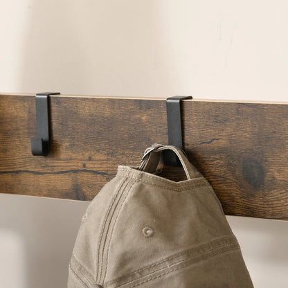HOMCOM Kleiderständer Schuhregal mit 8 Haken und 2 Ablagen MDF Schwarz 72,8 x 34 x 182 cm