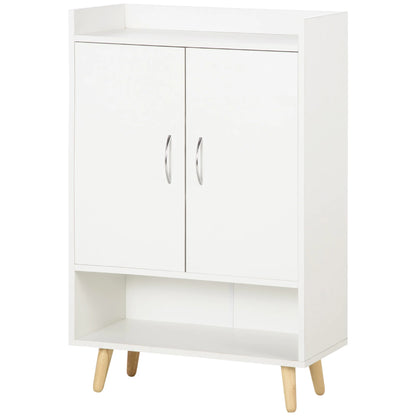 HOMCOM Moderner Schuhschrank mit 2 Türen und 4 Regalen für 12 Paar Schuhe, Ideal für Eingangsbereich, Wohnzimmer, Schlafzimmer 60x30x92 cm Weiß