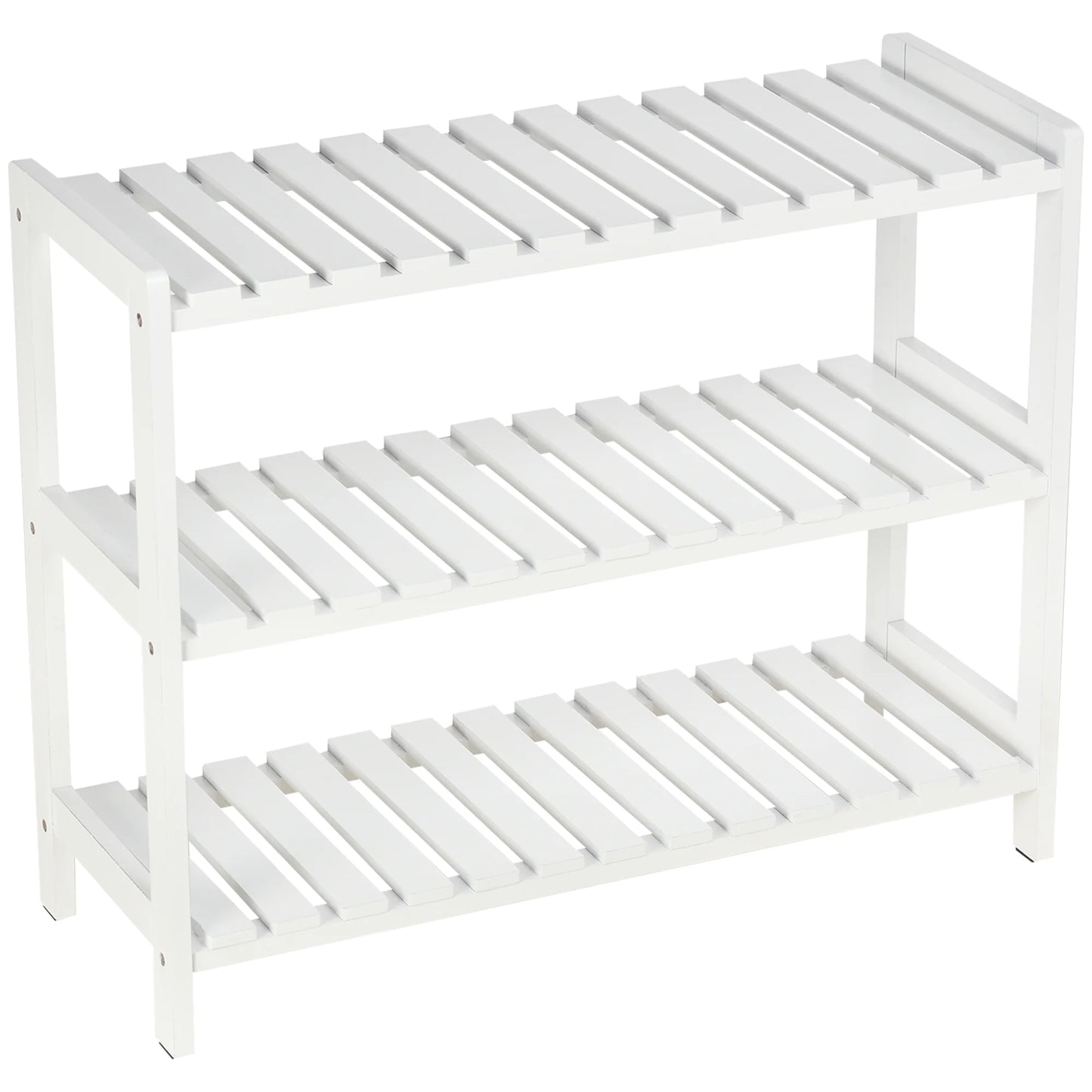 HOMCOM Holz Schuhregal 3-stufig für bis zu 9 Paar Schuhe im Eingangsbereich 70x26x57.5 cm Weiß