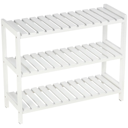 HOMCOM Holz Schuhregal 3-stufig für bis zu 9 Paar Schuhe im Eingangsbereich 70x26x57.5 cm Weiß