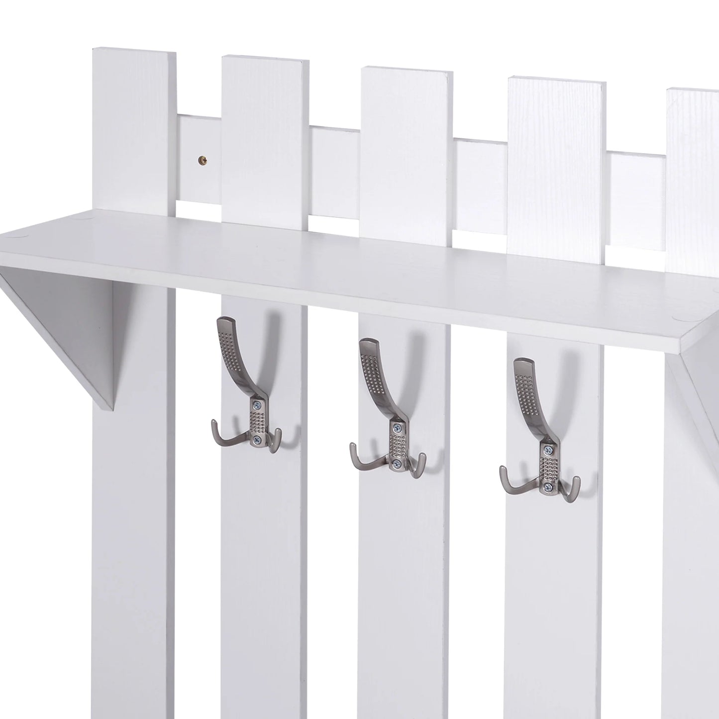 HOMCOM Eingangsset mit Spiegel, Garderobe und Schuhschrank – Eingangsbereich Möbel mit 3 Haken, Regal und 2 Schubladen für Diele in Weiß