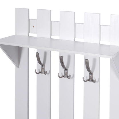 HOMCOM Eingangsset mit Spiegel, Garderobe und Schuhschrank – Eingangsbereich Möbel mit 3 Haken, Regal und 2 Schubladen für Diele in Weiß