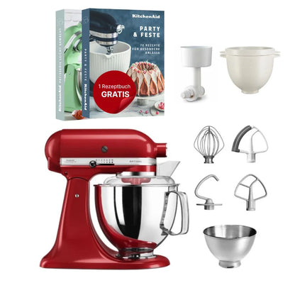 KitchenAid 4,8 L 5KSM175 Artisan Küchenmaschine Breadlover mit Messerschmidt Getreidemühlenvorsatz + Brotbackschüssel